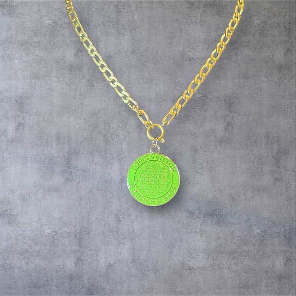 Louis Vuitton Gold Chain with Green Medallion - Picture 2 of 2